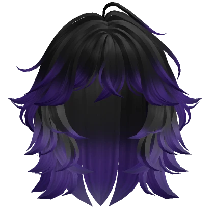 Grunge Fluffy Wolfcut (Black to Purple)