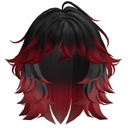 Grunge Fluffy Wolfcut (Black to Red)