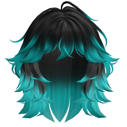 Grunge Fluffy Wolfcut (Black to Teal)