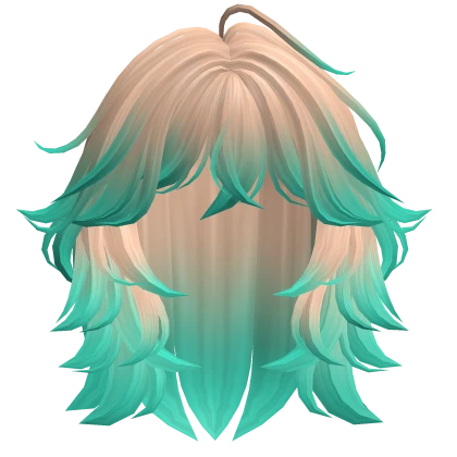 Grunge Fluffy Wolfcut (Blonde to Teal)