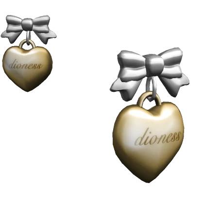 Gold and Silver Mini Bow Heart Earrings