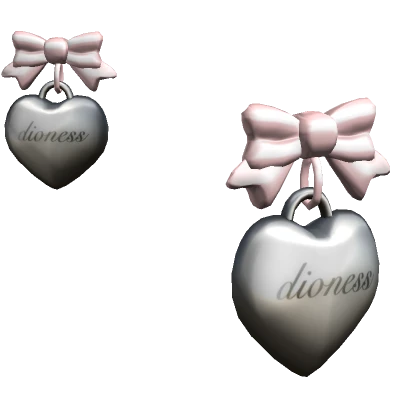 Pink and Silver Mini Bow Heart Earrings