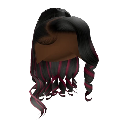 Curled Ponytail [Black W/ Hot Pink Highlights]