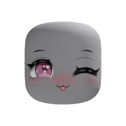 Cute Chibi Blush Wink Makeup Face