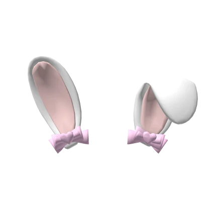 ɞ | cute floppy white bunny ears w/ pink bows