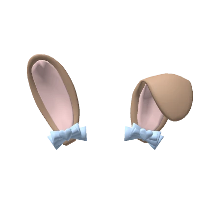 ɞ | cute floppy light bunny ears w/ blue bows