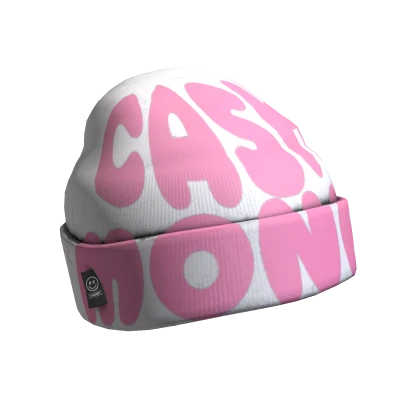 PINK WHITE CASH MONEY BEANIE