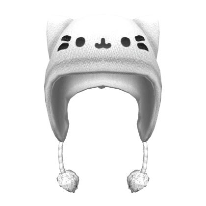Kawaii kitty beanie in white