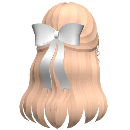 Wavy Blonde Hair w/ White Bow