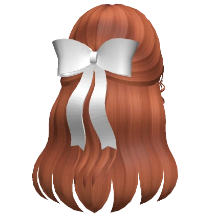 Wavy Ginger Hair w/ White Bow