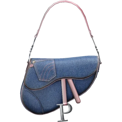 Y2K Vintage Designer Saddle Bag (Pink Denim)