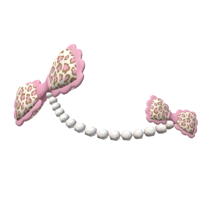 ♡ Kawaii gyaru pink leopard bow w pearls ♡