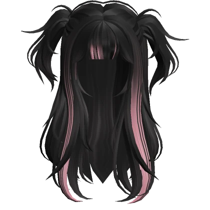 Messy Wolfcut Pigtails(Pink&Black)