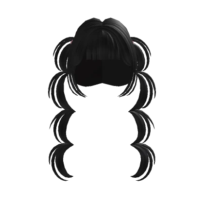 Cute Girl Hair Black Pigtails with Bows