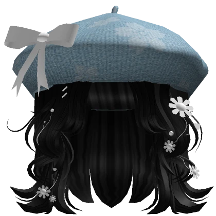 Wavy Blossom Beret  Hair - Black