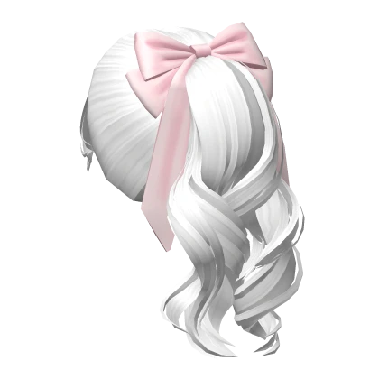 Wavy Flowy Ponytail w/ Bow (white)