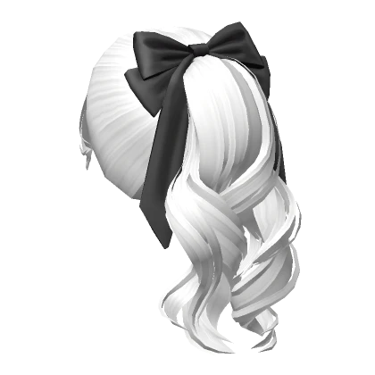 Wavy Flowy Ponytail w/ Bow (white)