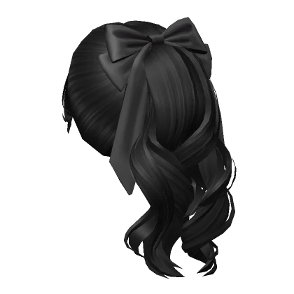 Wavy Flowy Ponytail w/ Bow (Black)