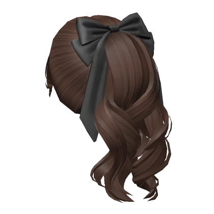 Wavy Flowy Ponytail w/ Bow (Brown)