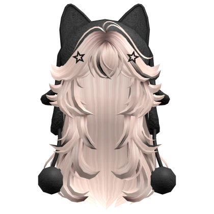 Wolfcut Hair w/ Cat Ushanka (Black&Blonde)