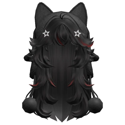 Wolfcut Hair w/ Cat Ushanka (Red Streak)