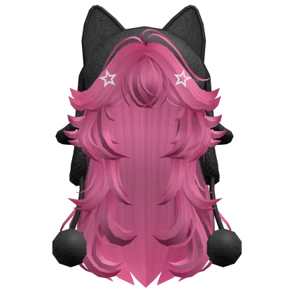 Wolfcut Hair w/ Cat Ushanka (Hot Pink)