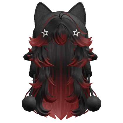 Wolfcut Hair w/ Cat Ushanka (Red&Black)