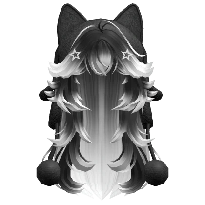 Wolfcut Hair w/ Cat Ushanka (Black&White)