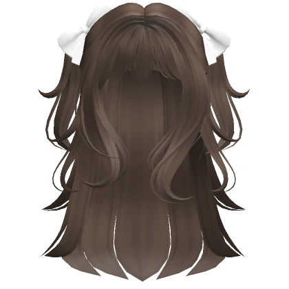 Kawaii Half Up Pigtails Bows Hair (Brown)