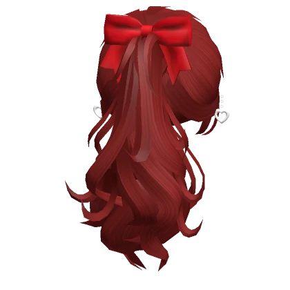 Valentines Ponytail w/ Bow & Earrings in Red