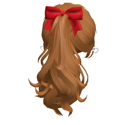 Valentines Ponytail w/ Bow & Earrings in Ginger