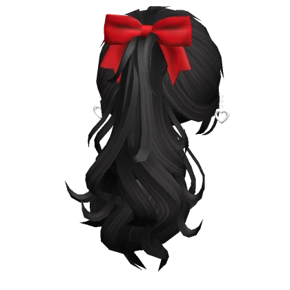 Valentines Ponytail w/ Bow & Earrings in Black