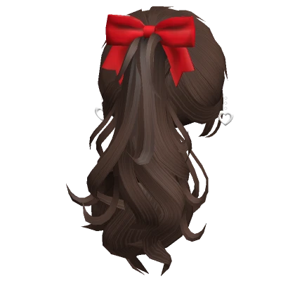 Valentines Ponytail w/ Bow & Earrings in Brown