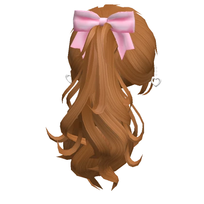 Valentines Ponytail w/ Bow & Earrings in Ginger