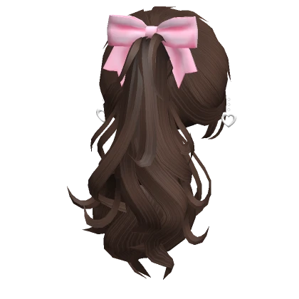 Valentines Ponytail w/ Bow & Earrings in Brown