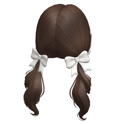 Soft Swirly Pigtails with Bow Brown