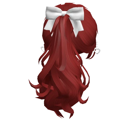 Soft Ponytail w/ Bow & Earrings in Red