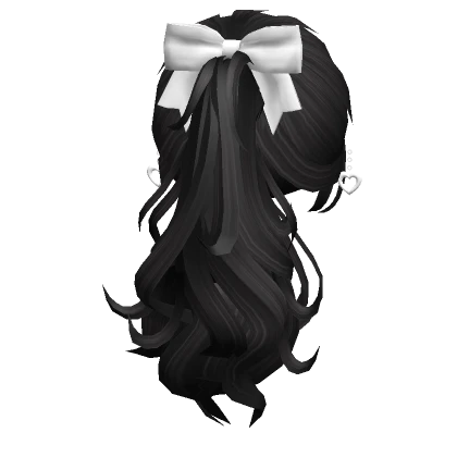 Valentines Ponytail w/ Bow & Earrings in Black