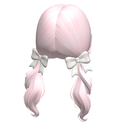 Soft Swirly Pigtails with Bow Pink