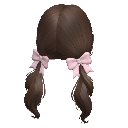 Soft Swirly Pigtails with Bow Brown