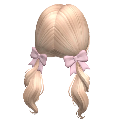 Soft Swirly Pigtails with Bow Blonde