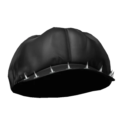 black  emo y2k grunge spikes punk beret cap