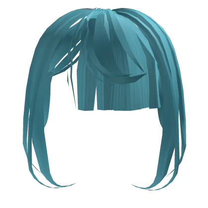 Blue Kawaii Side Straight Bangs