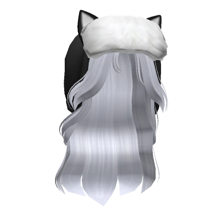 White Soft Wavy Hair w/ Cat Ushanka 