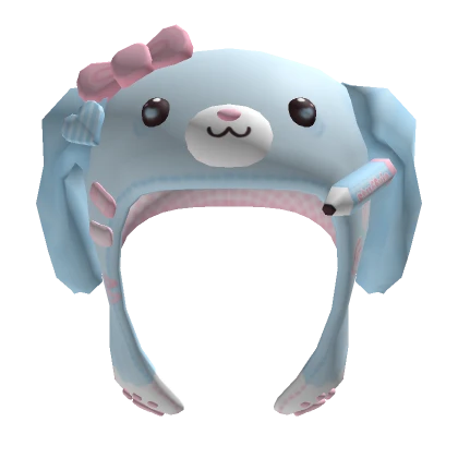 ♡ kawaii fluffy school puppy hat pastel blue