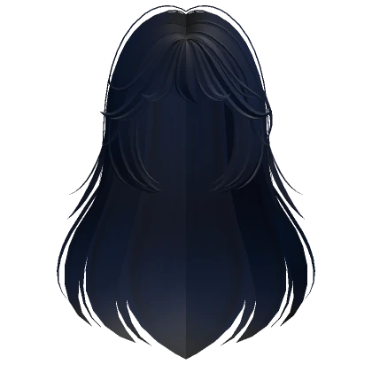 Long Flowy Anime Hair w/ Bangs (Dark Blue)