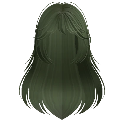 Long Flowy Anime Hair w/ Bangs (Dark Green)