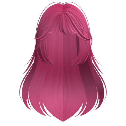 Long Flowy Anime Hair w/ Bangs (Hot Pink)