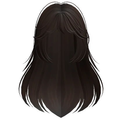 Long Flowy Anime Hair w/ Bangs (Dark Brown)