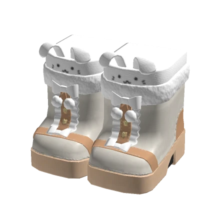 🍀Pom Boots w Bunny Legwarmers - Beige